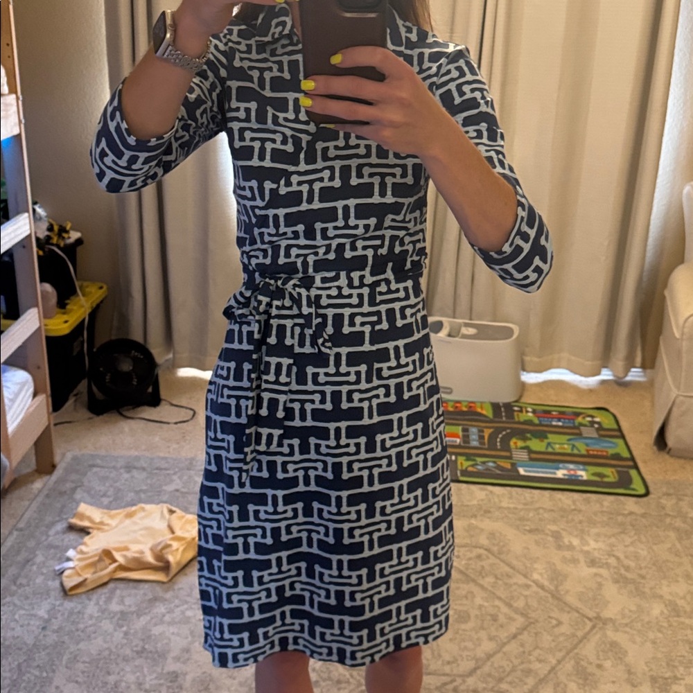 J. McLaughlin Navy and White Patterned Dress - Picture 6 of 7
